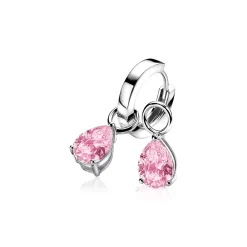 Hot Zinzi zilveren oorbedels peervormig roze ZICH1302R (zonder oorringen)