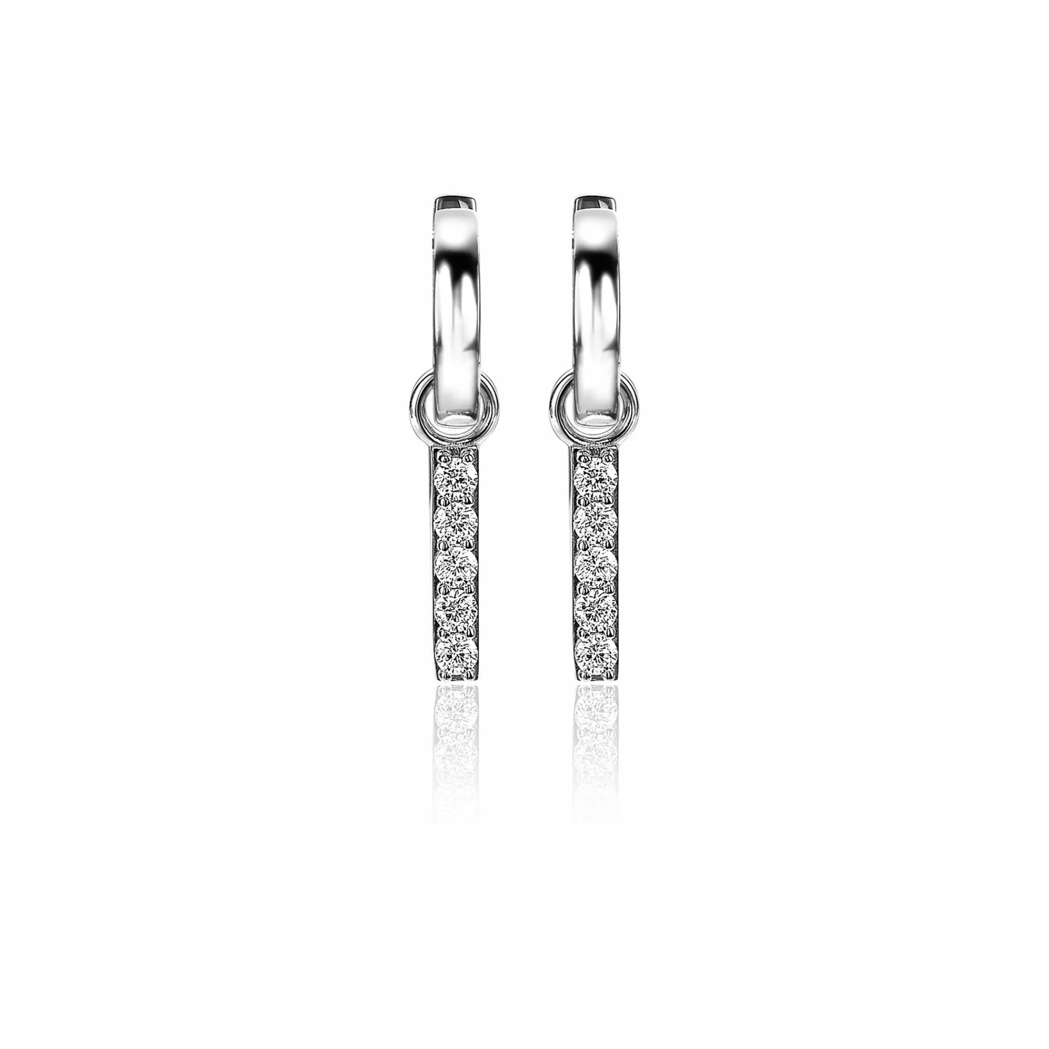 Discount Zinzi zilveren oorbedels 21,5 mm staafje zirconia ZICH2142. (zonder oorringen).