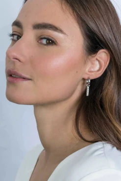 Discount Zinzi zilveren oorbedels 21,5 mm staafje zirconia ZICH2142. (zonder oorringen).