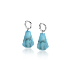 Discount Zinzi zilveren oorbedels in kegelvorm met turquoise howliet edelstenen 8mm ZICH2256T (zonder oorringen)
