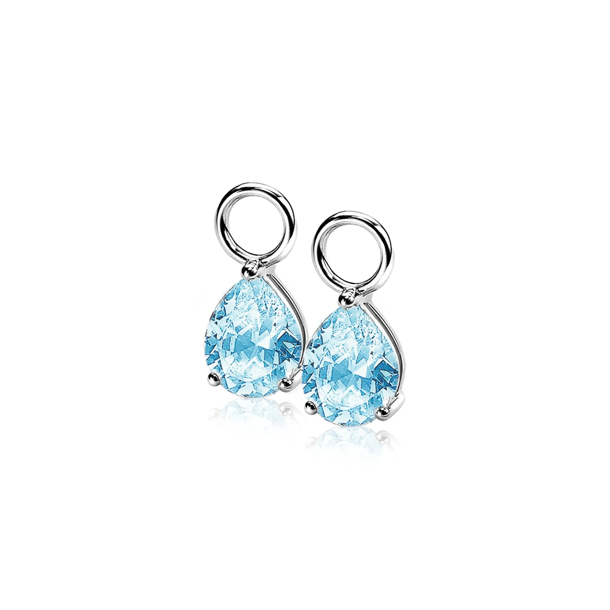 Discount Zinzi zilveren oorbedels peervormig blauw ZICH1302B (zonder oorringen)