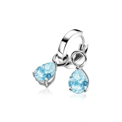 Discount Zinzi zilveren oorbedels peervormig blauw ZICH1302B (zonder oorringen)