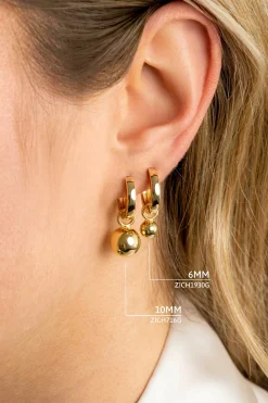 New Zinzi zilveren oorbedels geel verguld bol 10mm ZICH716G (zonder oorringen)