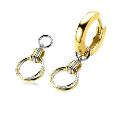 Online Zinzi zilveren oorbedels bicolor ringetjes 10mm rond ZICH2059 (zonder oorringen)