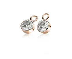 Clearance Zinzi zilveren oorbedels rosé verguld 7mm rond wit ZICH1486D (zonder oorringen)