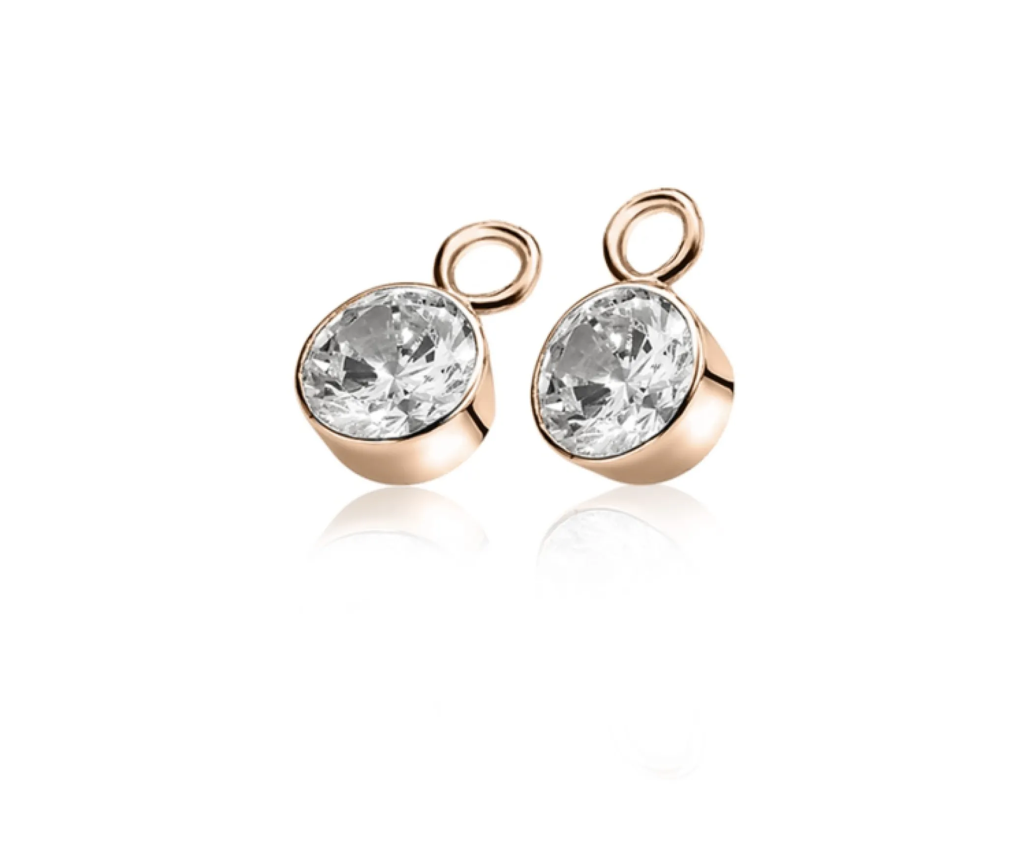 Clearance Zinzi zilveren oorbedels rosé verguld 7mm rond wit ZICH1486D (zonder oorringen)