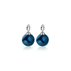 New Zinzi zilveren oorbedels parel jeansblauw ZICH266B (zonder oorringen)