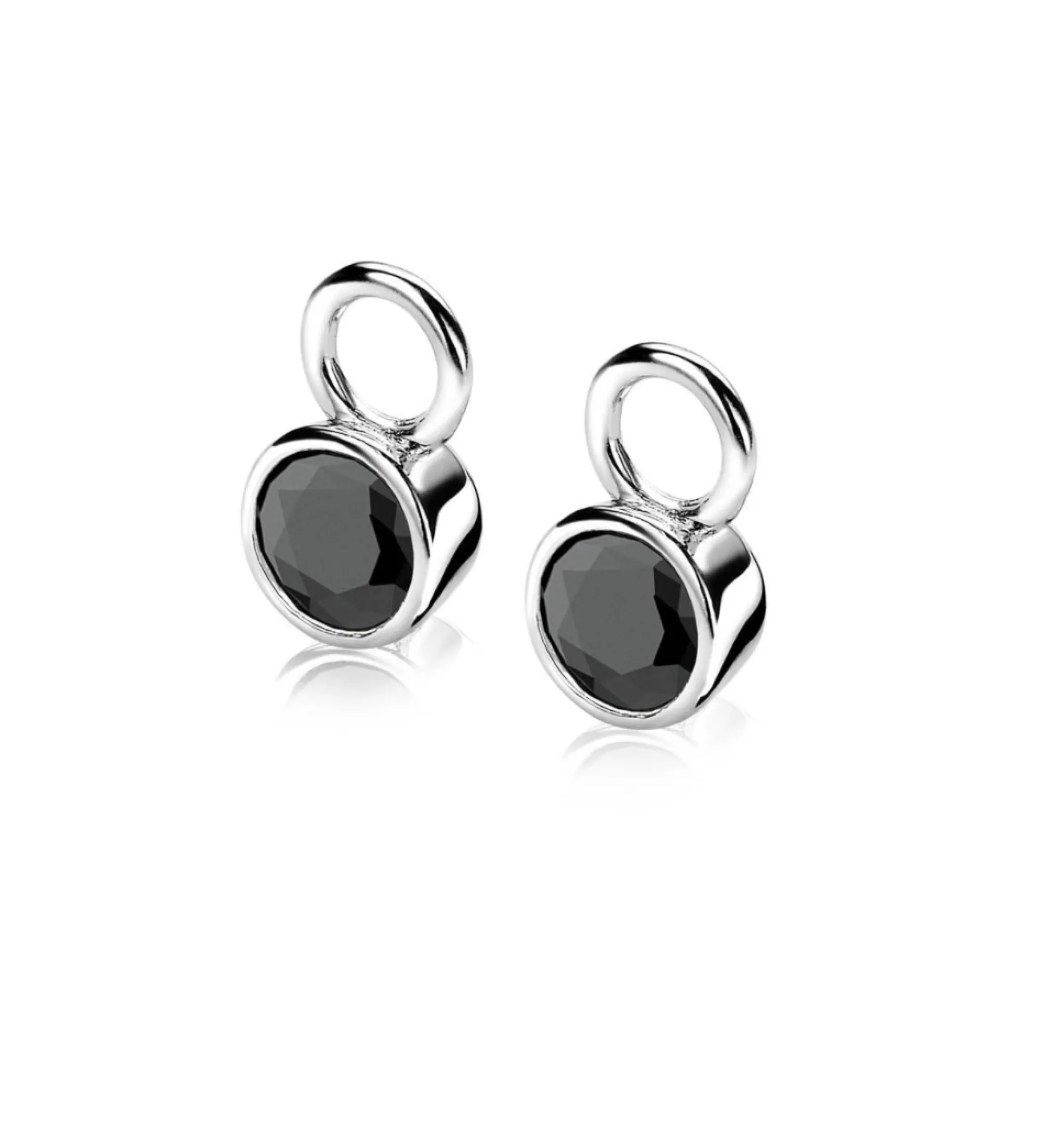 Discount Zinzi zilveren oorbedels 7mm rond zwart ZICH1486Z (zonder oorringen)
