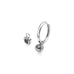 Discount Zinzi zilveren oorbedels rond zwart 11mm ZICH1244Z (zonder oorringen)