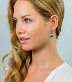 Discount Zinzi zilveren oorbedels rond zwart 11mm ZICH1244Z (zonder oorringen)