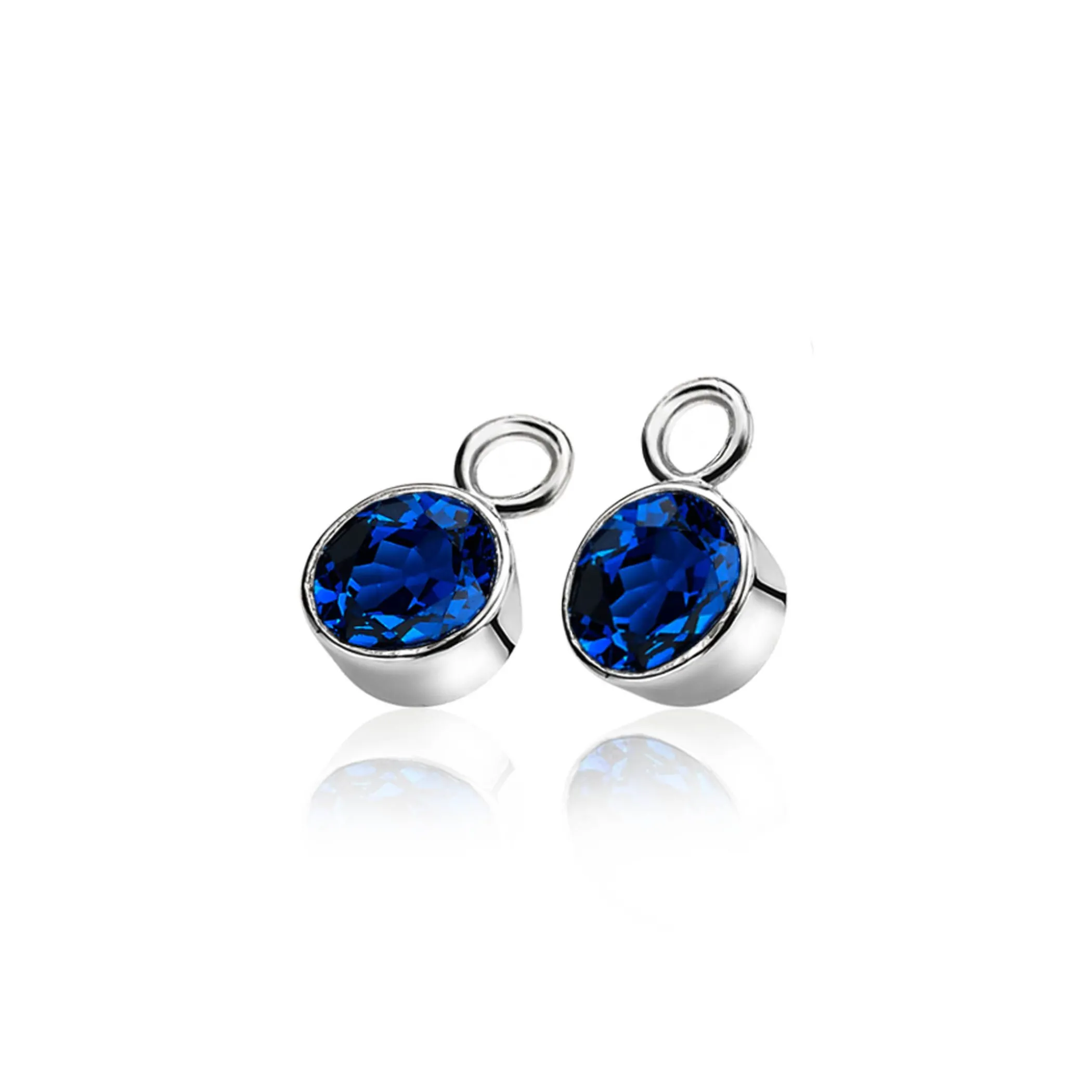 Online Zinzi zilveren oorbedels rond donkerblauw ZICH186DB (zonder oorringen)
