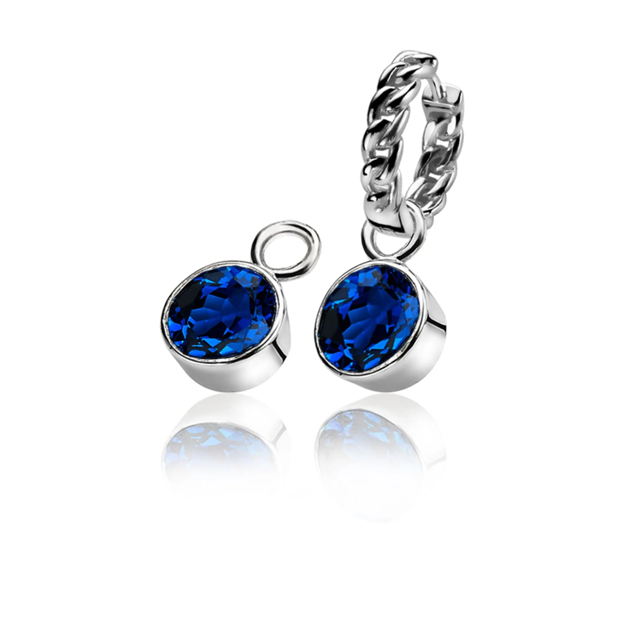 Online Zinzi zilveren oorbedels rond donkerblauw ZICH186DB (zonder oorringen)