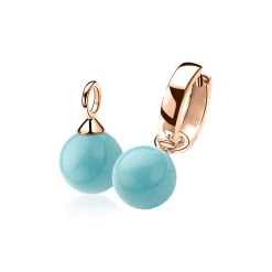 Best Zinzi zilveren oorbedels rosé verguld parel turquoise ZICH266TR (zonder oorringen)