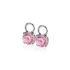 Best Zinzi zilveren oorbedels rond roze ZICH1300R (zonder oorringen)