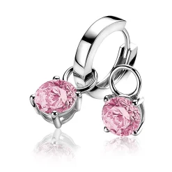 Best Zinzi zilveren oorbedels rond roze ZICH1300R (zonder oorringen)