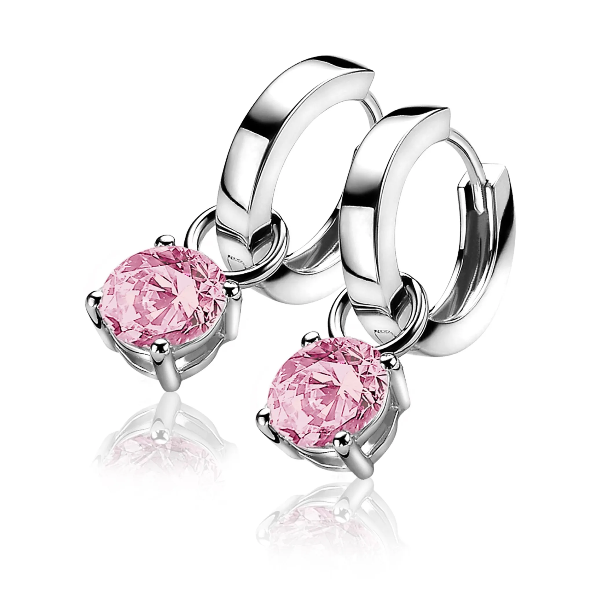 Best Zinzi zilveren oorbedels rond roze ZICH1300R (zonder oorringen)