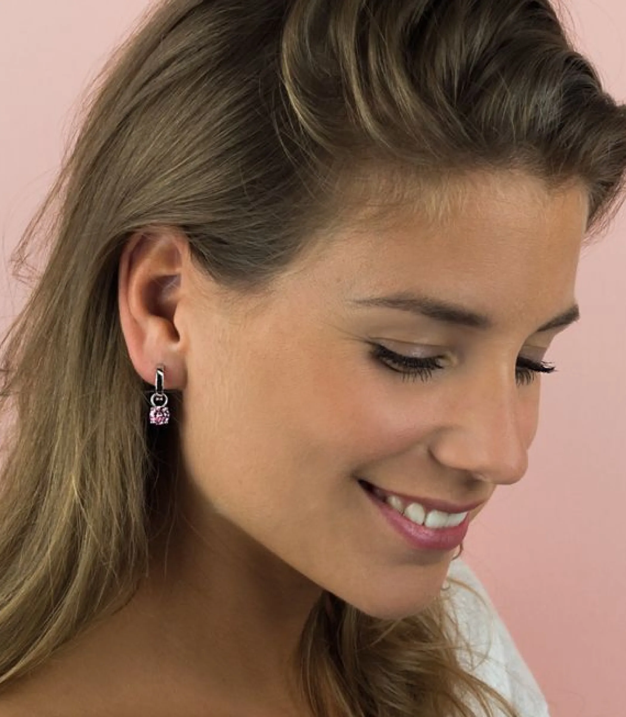 Best Zinzi zilveren oorbedels rond roze ZICH1300R (zonder oorringen)