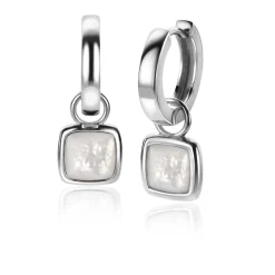 Online Zinzi zilveren oorbedels vierkant tweezijdig zwarte onyx en witte parelmoer 10mm ZICH2257 (zonder oorringen)