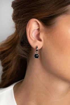 Online Zinzi zilveren oorbedels vierkant tweezijdig zwarte onyx en witte parelmoer 10mm ZICH2257 (zonder oorringen)
