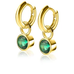 New Zinzi zilveren oorbedels geelverguld 7mm rond groen ZICH1486GG (zonder oorringen)