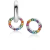 Sale Zinzi zilveren oorbedels rond 8mm bezet regenboog kleuren ZICH2170Z (zonder oorringen)