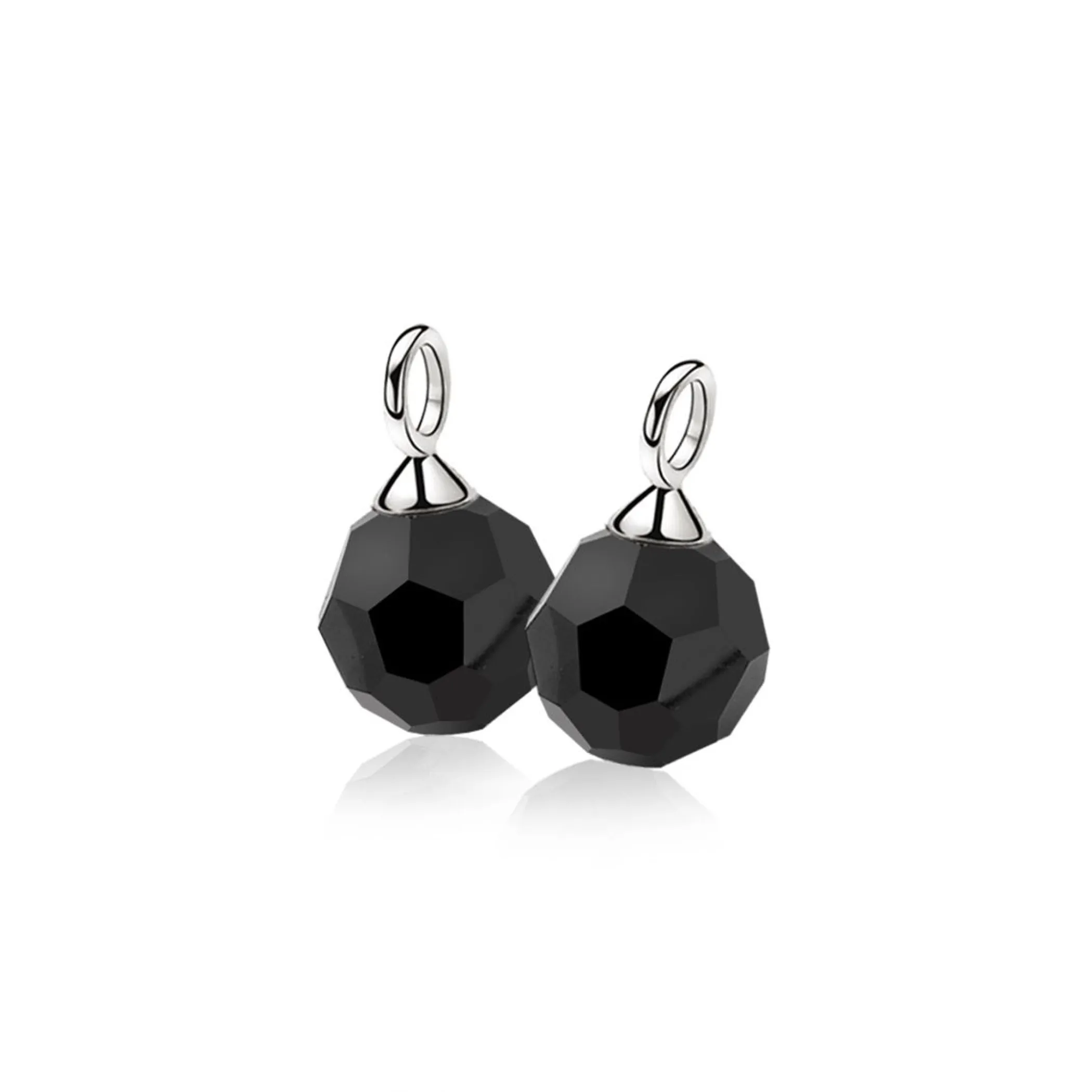 Best Zinzi zilveren oorbedels zwarte bead ZICH266Z (zonder oorringen)
