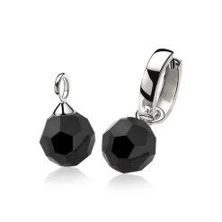 Best Zinzi zilveren oorbedels zwarte bead ZICH266Z (zonder oorringen)