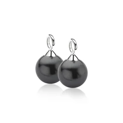 New Zinzi zilveren oorbedels parel zwart 12mm ZICH305Z (zonder oorringen)