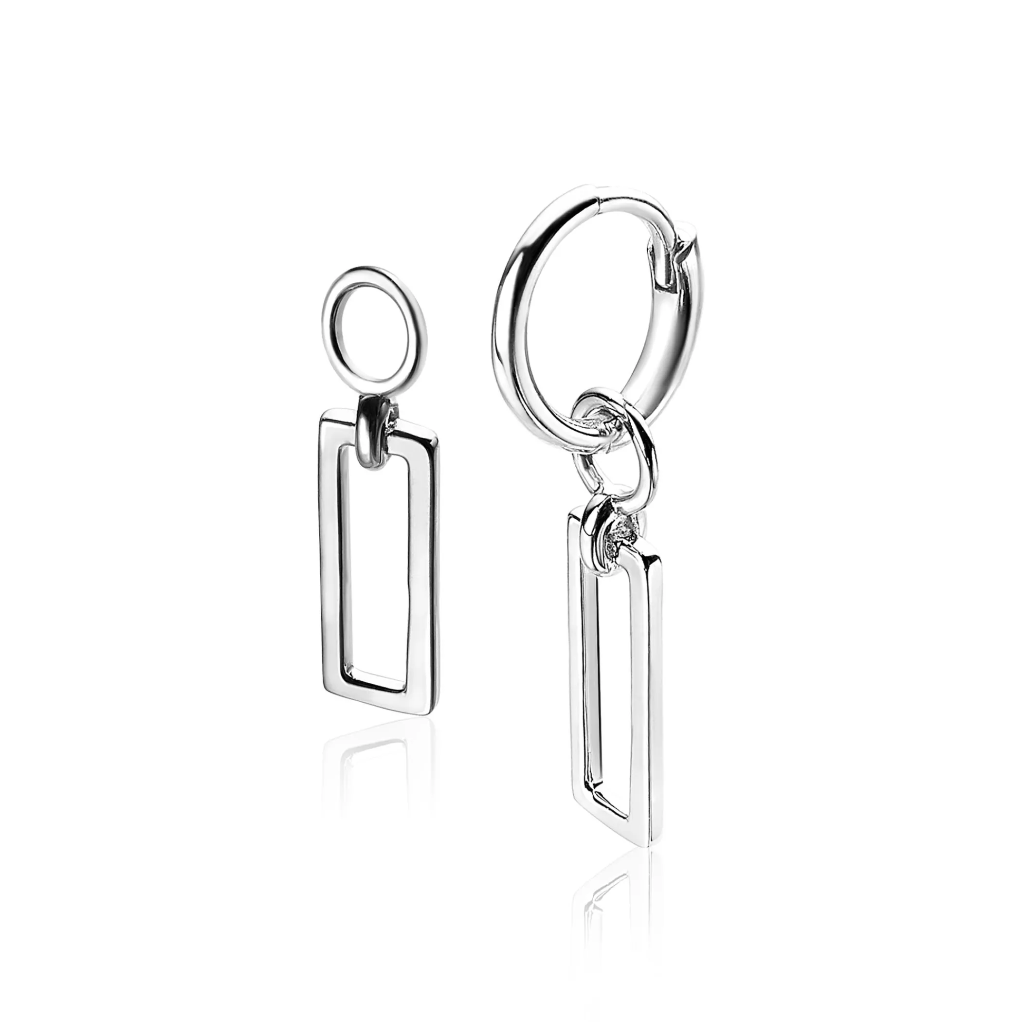 Sale Zinzi zilveren oorbedels open rechthoek 14mm ZICH1692 (zonder oorringen)