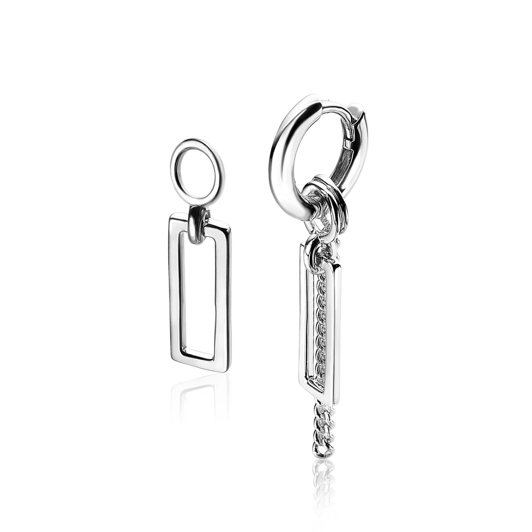 Sale Zinzi zilveren oorbedels open rechthoek 14mm ZICH1692 (zonder oorringen)