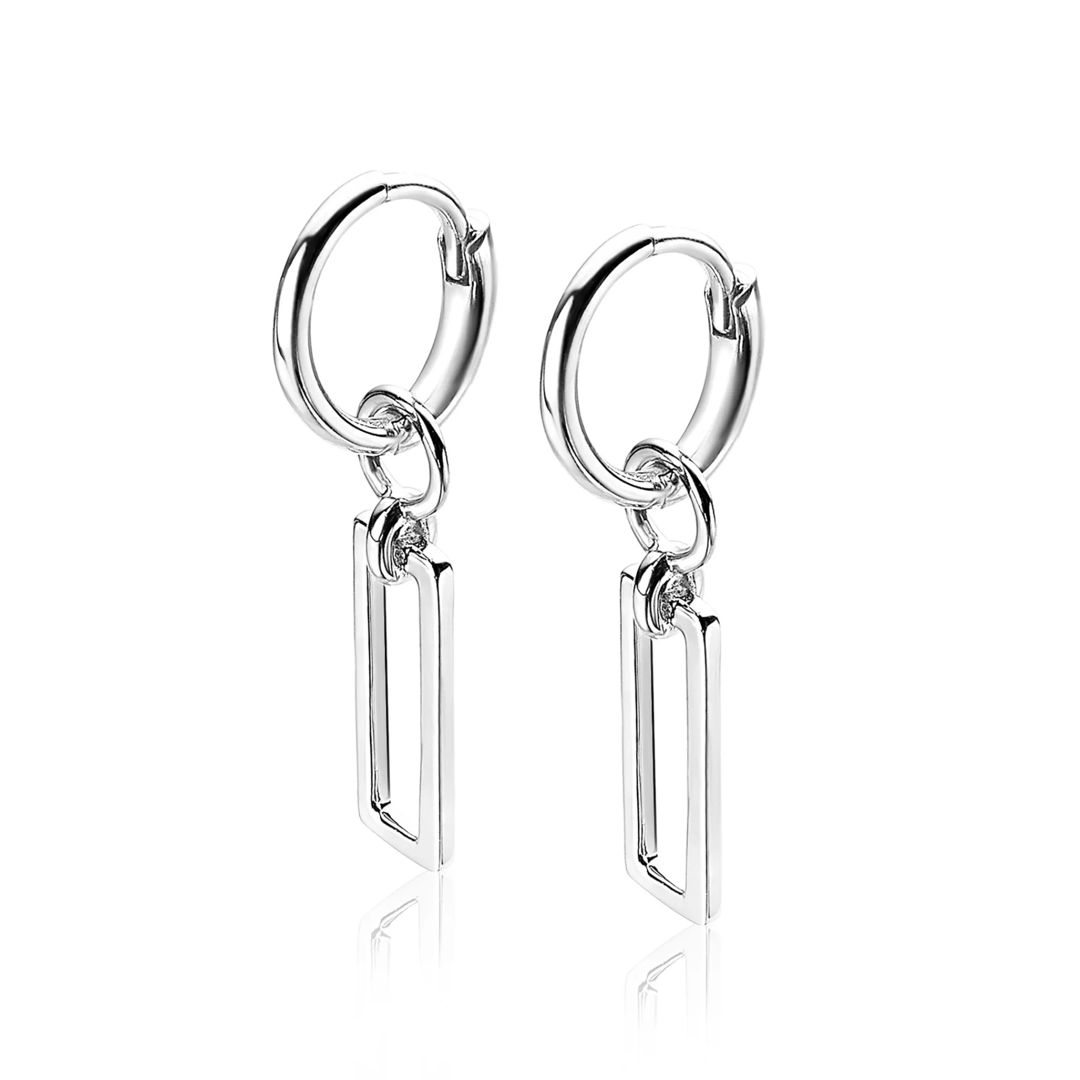 Sale Zinzi zilveren oorbedels open rechthoek 14mm ZICH1692 (zonder oorringen)