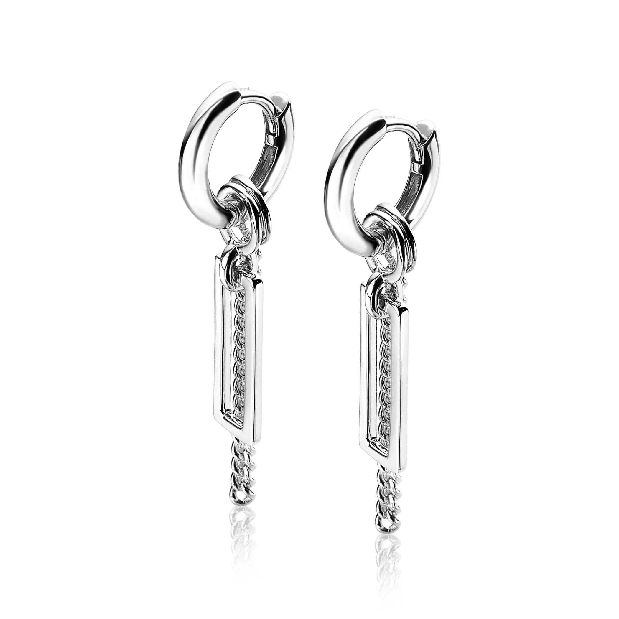 Sale Zinzi zilveren oorbedels open rechthoek 14mm ZICH1692 (zonder oorringen)