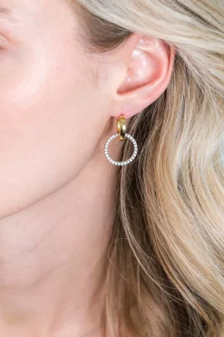 Discount Zinzi zilveren oorbedels 18mm ronde open vorm witte zirconia ZICH2199 (zonder oorringen)