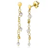 Online Zinzi zilveren oorhangers 50mm 14K geel verguld ronde plaatjes en witte parels ZIO2186G