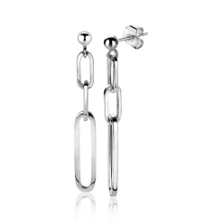 New Zinzi zilveren oorhangers 45mm met ovale closed for ever schakels ZIO1990