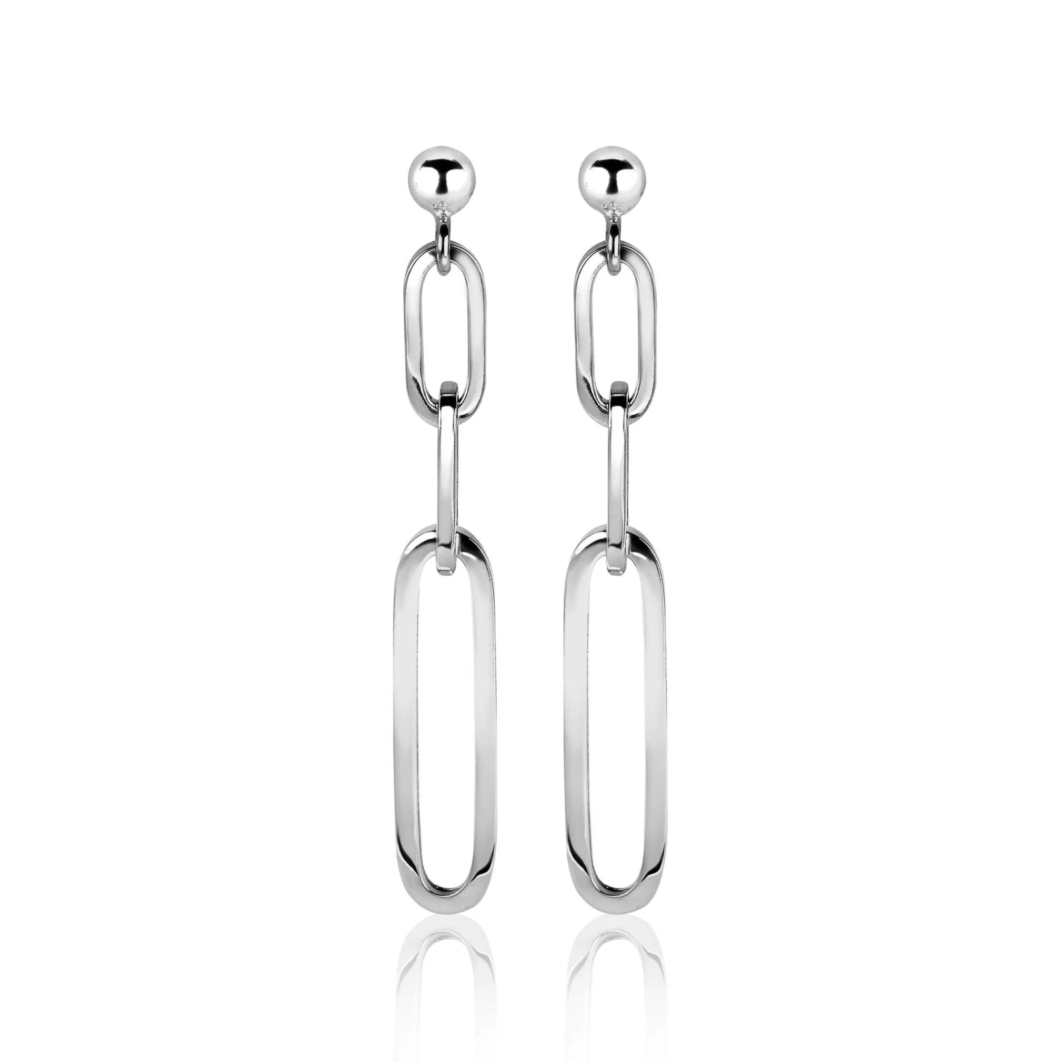 New Zinzi zilveren oorhangers 45mm met ovale closed for ever schakels ZIO1990