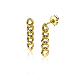 Outlet Zinzi zilveren oorhangers 14K geel verguld 20mm gourmet schakels ZIO2185G