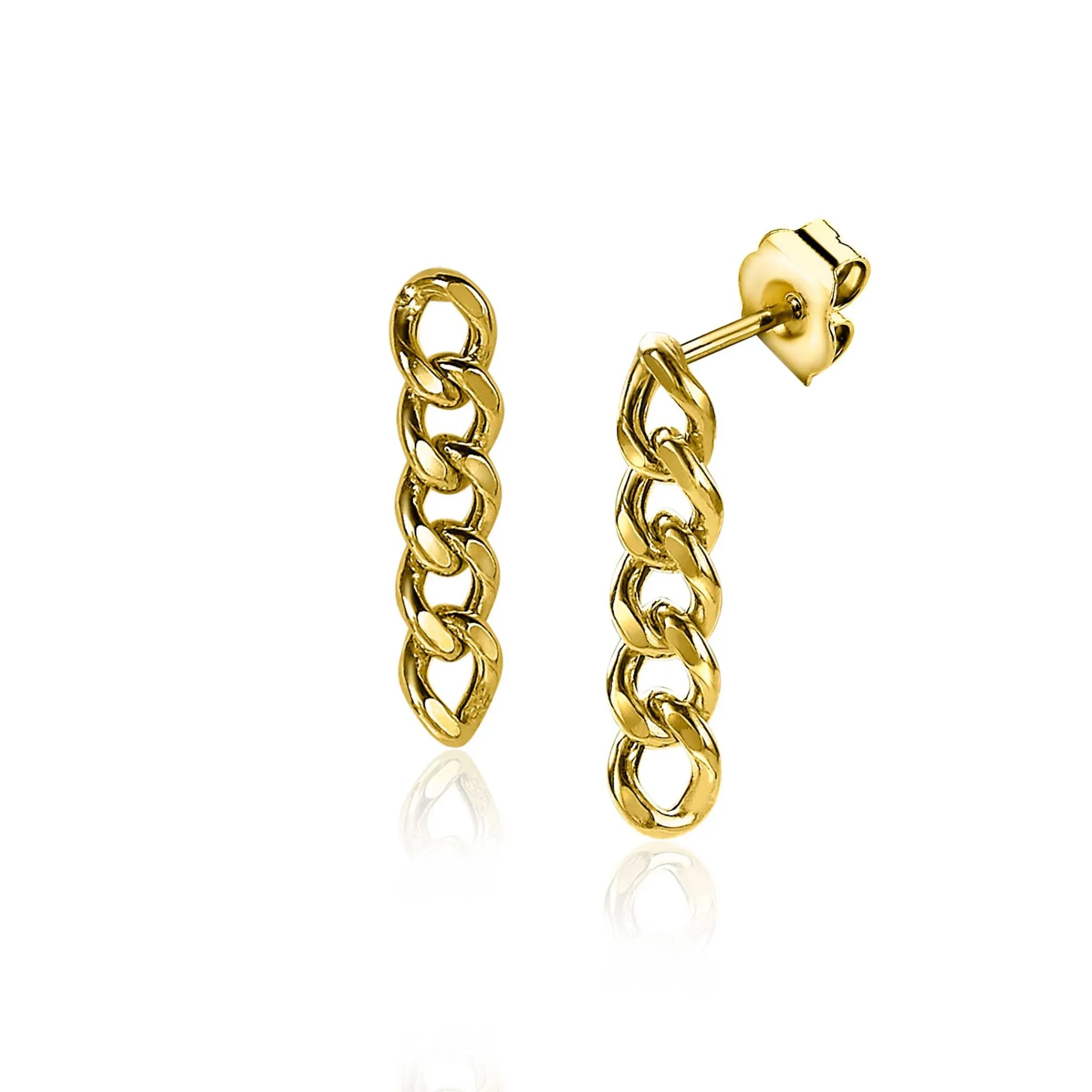 Outlet Zinzi zilveren oorhangers 14K geel verguld 20mm gourmet schakels ZIO2185G
