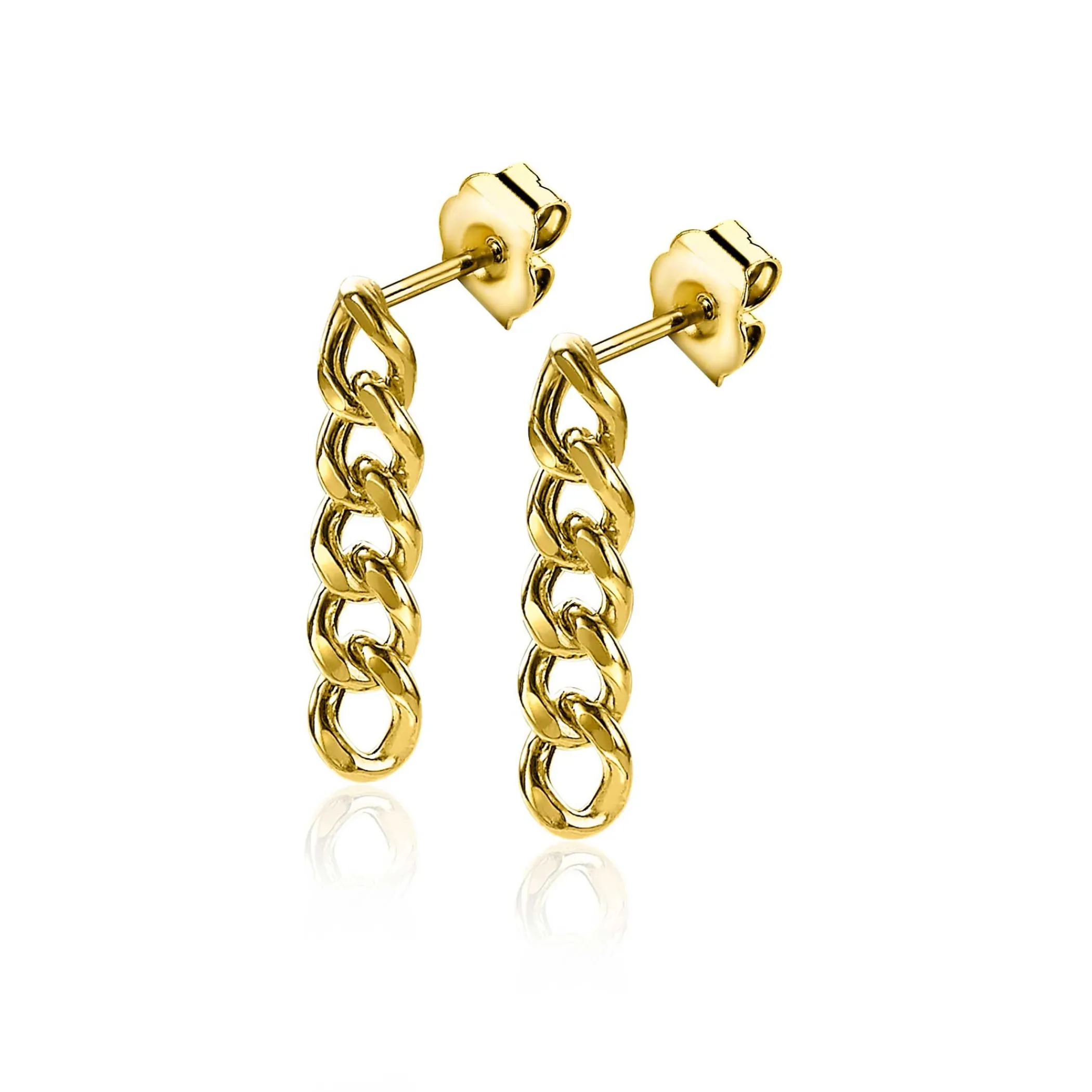 Outlet Zinzi zilveren oorhangers 14K geel verguld 20mm gourmet schakels ZIO2185G