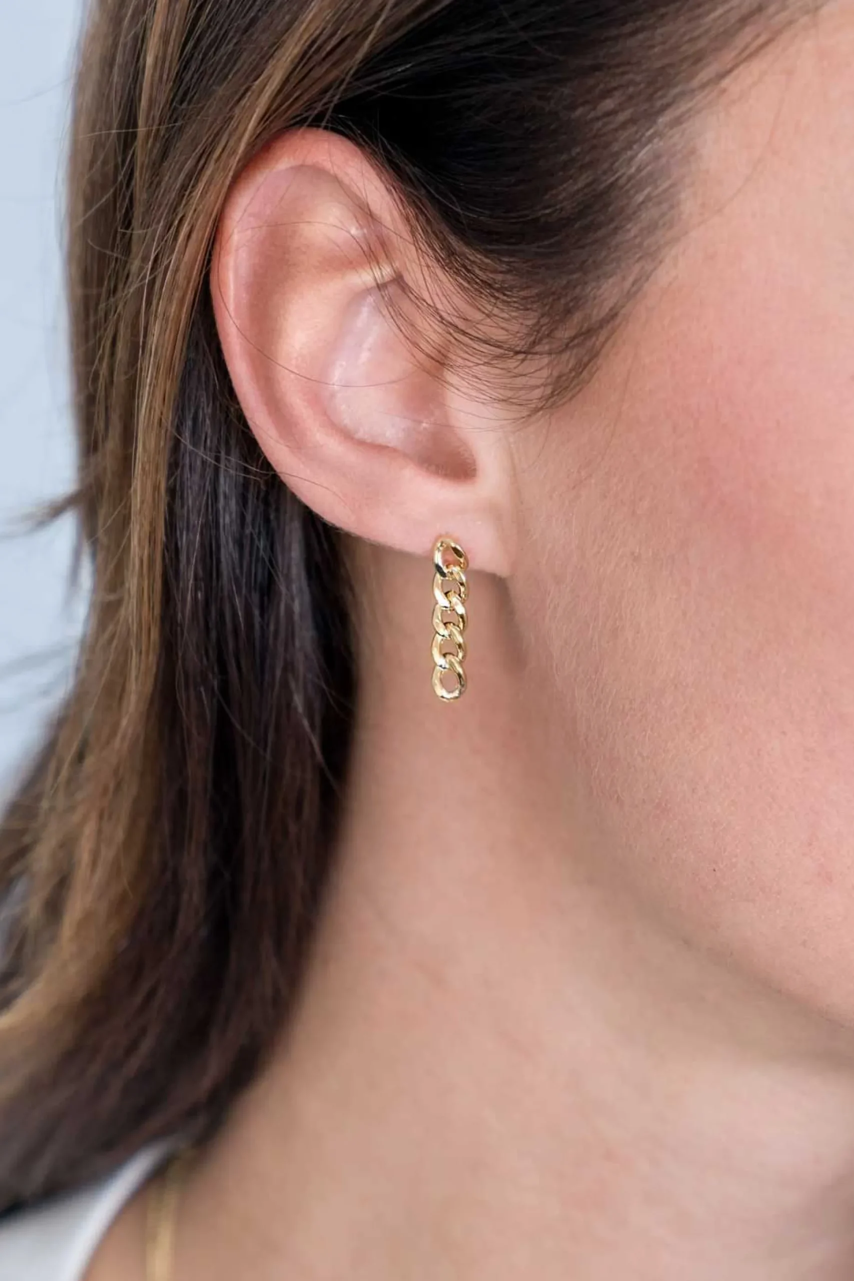 Outlet Zinzi zilveren oorhangers 14K geel verguld 20mm gourmet schakels ZIO2185G