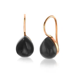 New Zinzi zilveren oorhangers rosé verguld zwart peervorm 22mm ZIO1934RZ