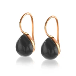 New Zinzi zilveren oorhangers rosé verguld zwart peervorm 22mm ZIO1934RZ