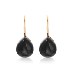 New Zinzi zilveren oorhangers rosé verguld zwart peervorm 22mm ZIO1934RZ