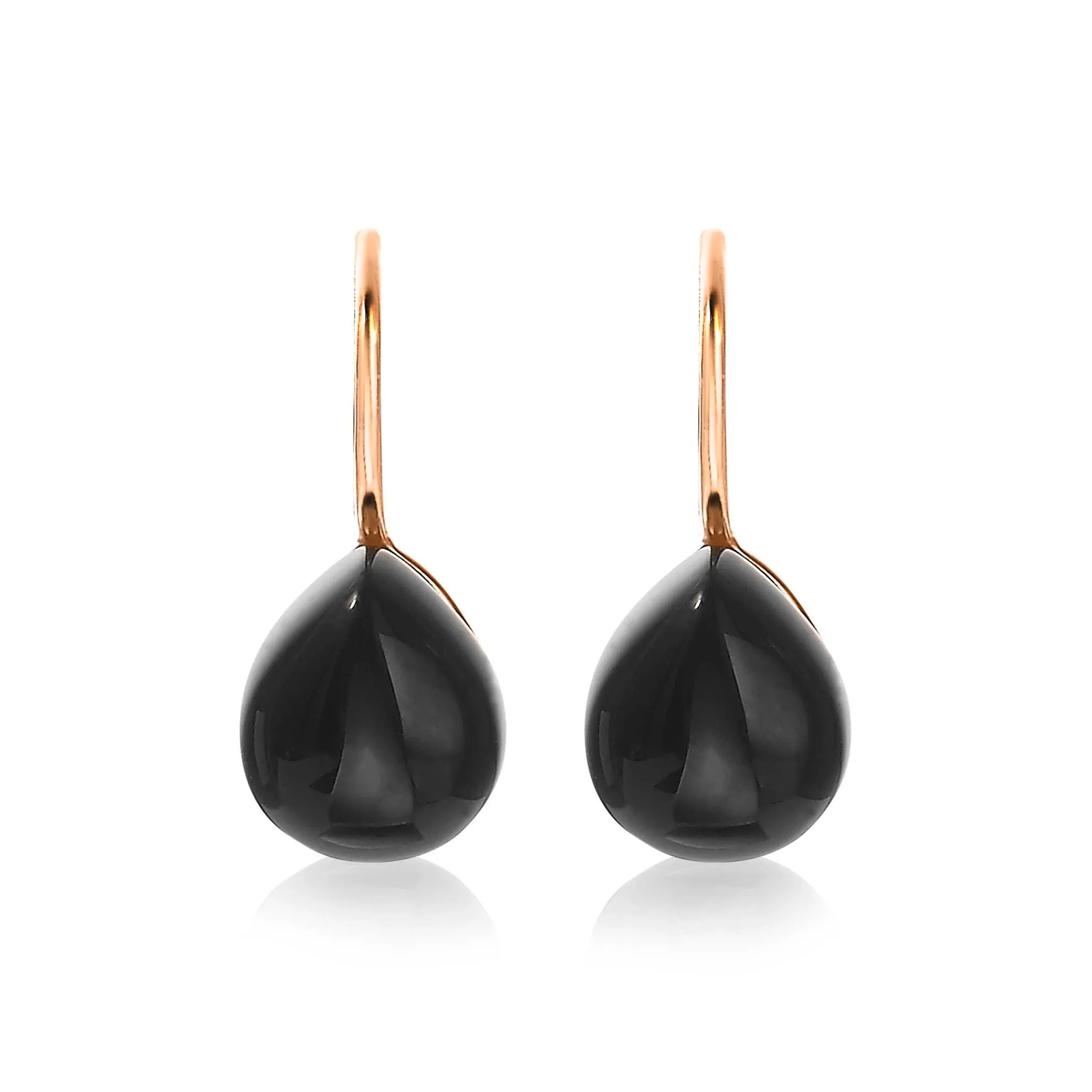 New Zinzi zilveren oorhangers rosé verguld zwart peervorm 22mm ZIO1934RZ