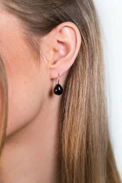 New Zinzi zilveren oorhangers rosé verguld zwart peervorm 22mm ZIO1934RZ