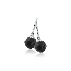 Hot Zinzi zilveren oorhangers bead zwart ZIO266Z