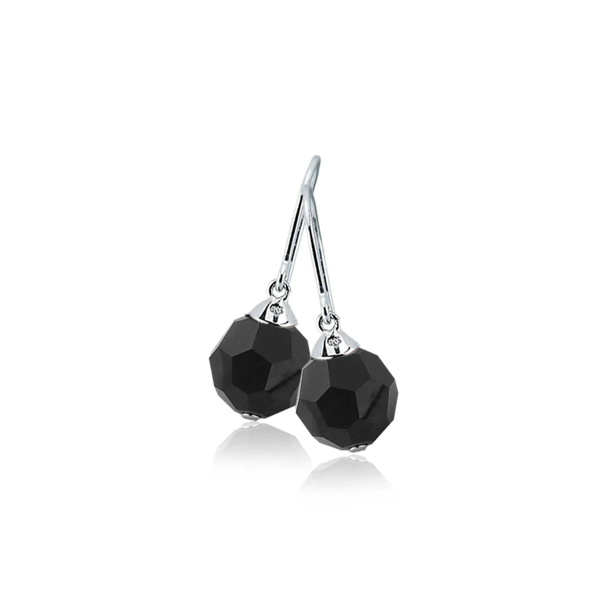 Hot Zinzi zilveren oorhangers bead zwart ZIO266Z
