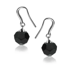 Hot Zinzi zilveren oorhangers bead zwart ZIO266Z