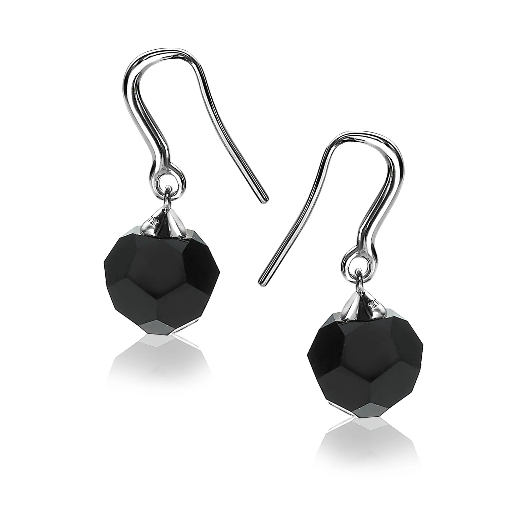 Hot Zinzi zilveren oorhangers bead zwart ZIO266Z