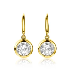 Online Zinzi zilveren oorhangers geelverguld witte zirconia 11mm ZIO2